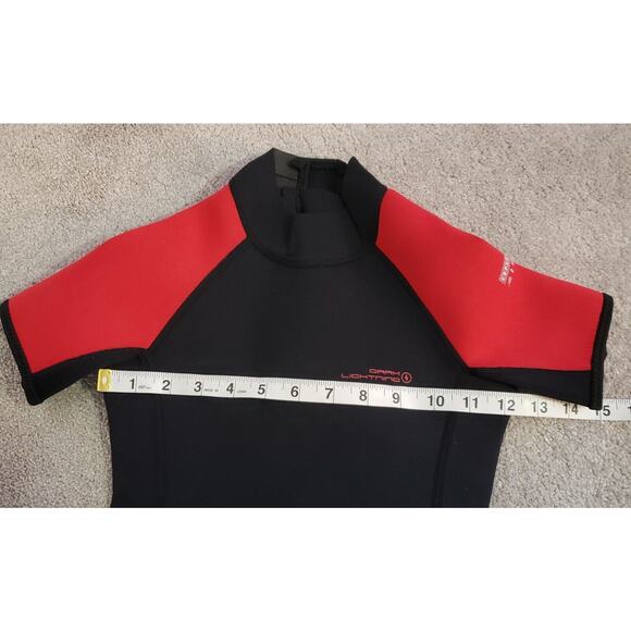 Dark Lightning Red Black Short Wet Suit Neoprene Youth size 6 - Picture 4 of 5